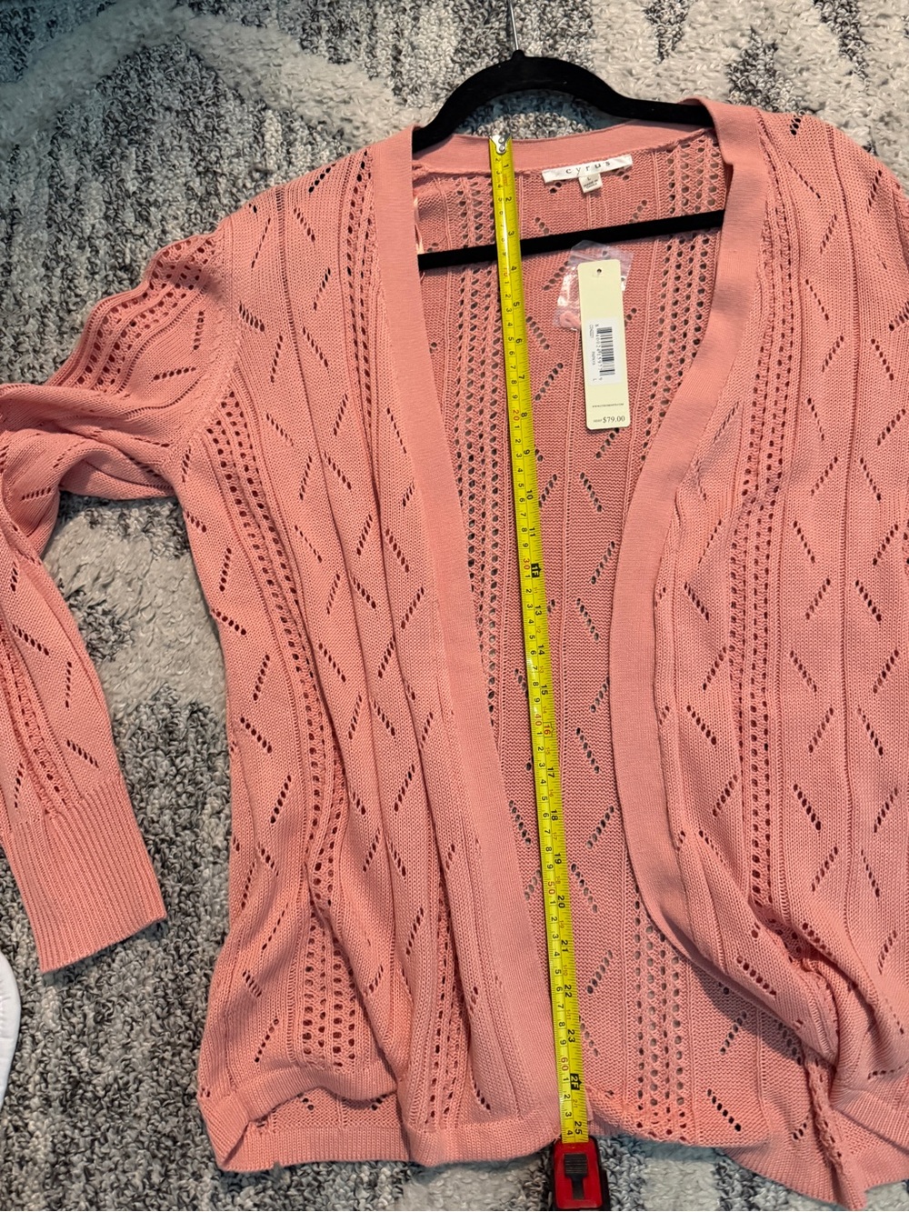 NWT Cyrus Women's Pointelle Open-Front Cardigan Sweater - Picture 5 of 5